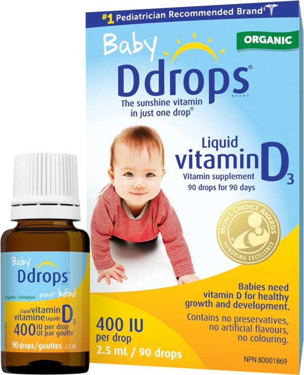 Organic Baby Ddrops 400 IU 90 drops – Daily Liquid Vitamin D for Infants